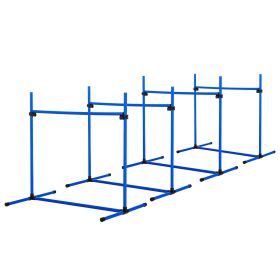 PawHut 4 Piece Dog Agility Starter Kit, Adjustable Jump Bars, Carry Bag, Blue