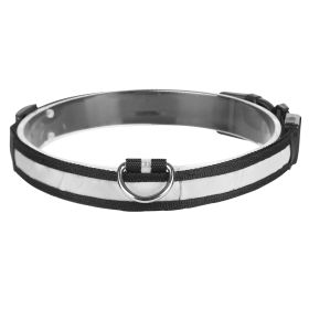 LED Dog Collar USB Rechargeable Adjustable Dog Safety Collar Night Safety Flashing Luminous Light up Collar (Color: Gray, size: XL)